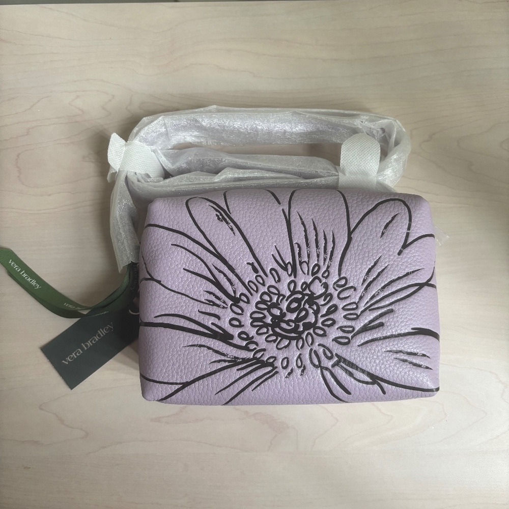 Sale! New Vera Bradley Floral Design Lavender Leather Blake Crossbody Bag